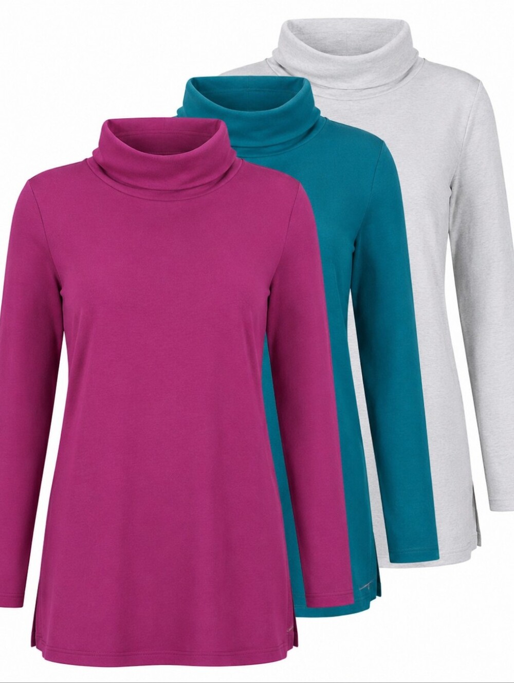 J. JILL | Set Of Three 100% Cotton Perfect Pima Side Neck Turtleneck Tunic‎ | XL